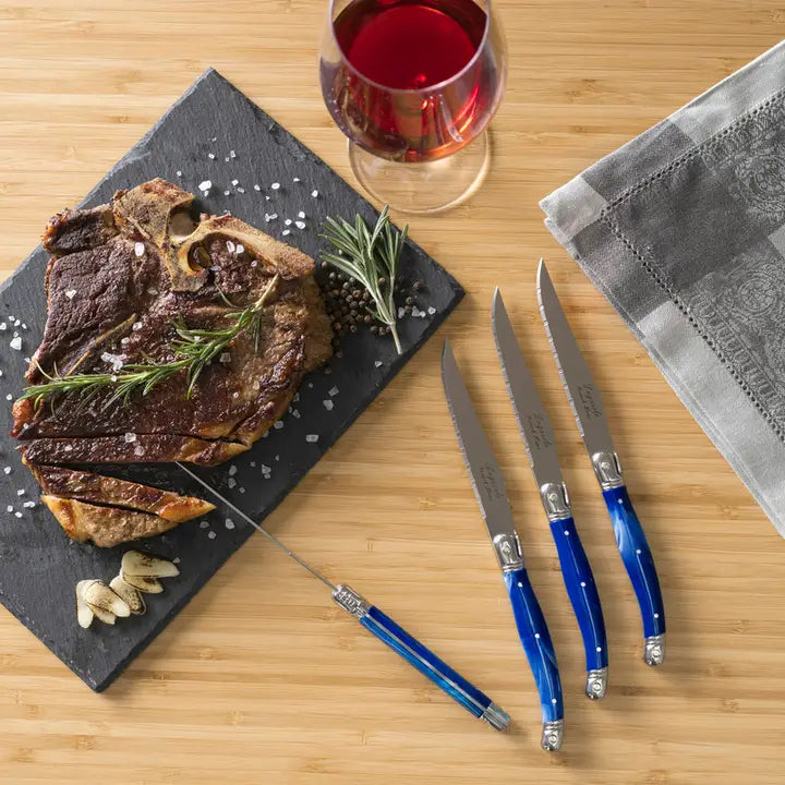 Steak Knives  Set of 4 in Blue Marble