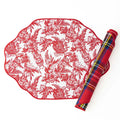 S/4 Nutcracker Toile/Plaid Reversible Scalloped Placemats