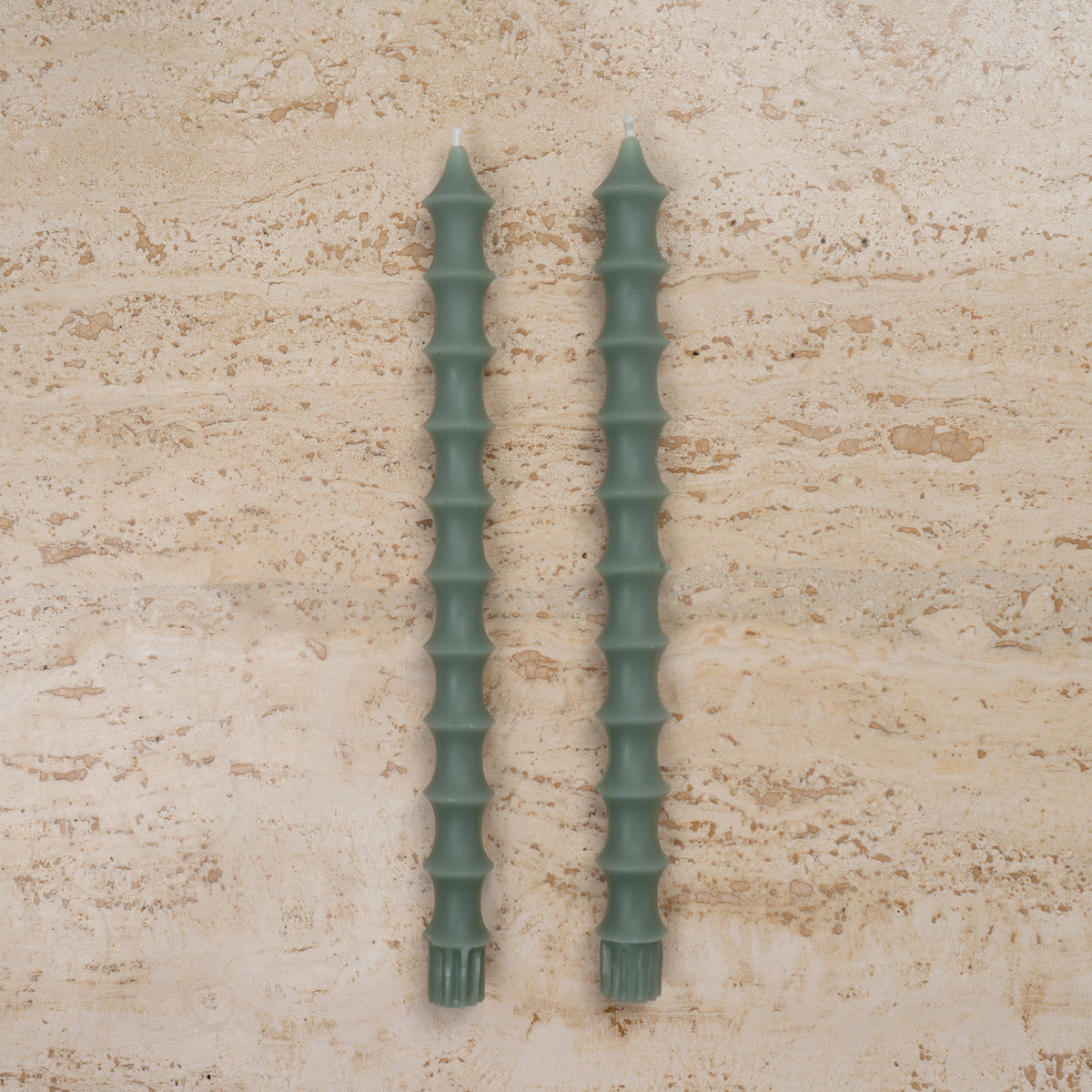 Pair Bamboo Taper Beeswax Candles