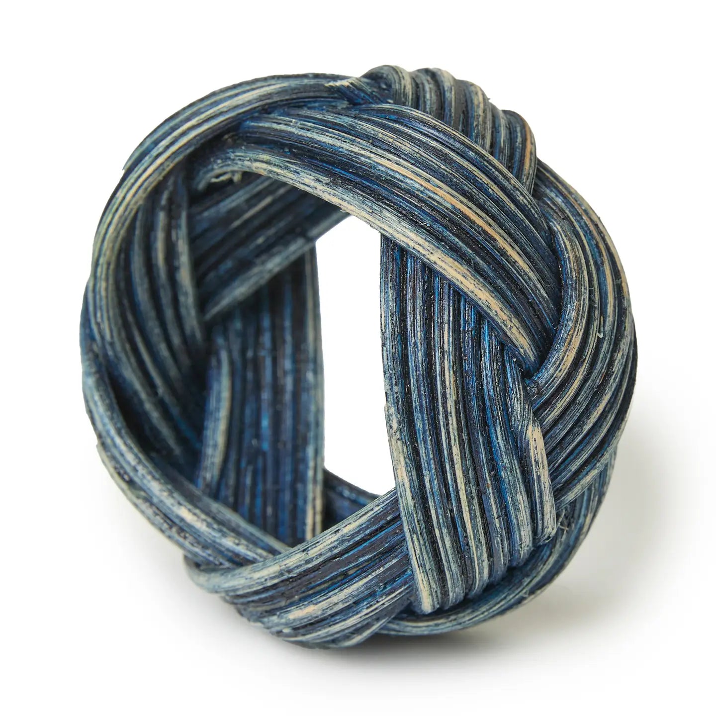 S/4 Braided Weave Blue Napkin Rings