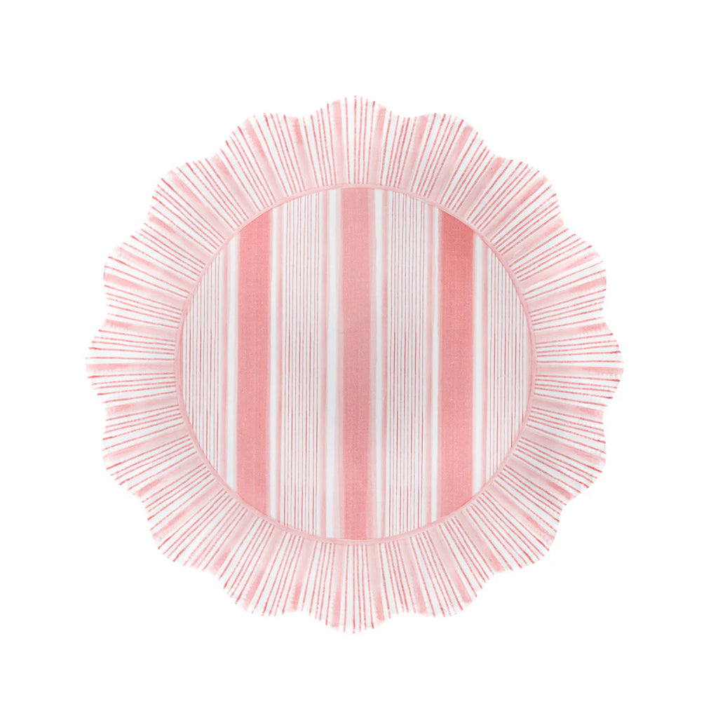 Cabana Stripe Melamine Dessert Plates Set of 4 – Coral
