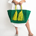 Emerald Camilla Raffia Bag