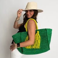 Emerald Camilla Raffia Bag