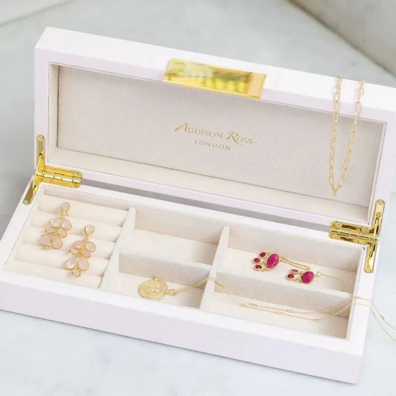 White Lacquered Jewelry Box with Gold Clasp