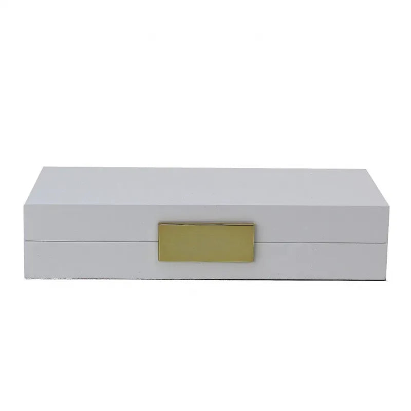 White Lacquered Jewelry Box with Gold Clasp