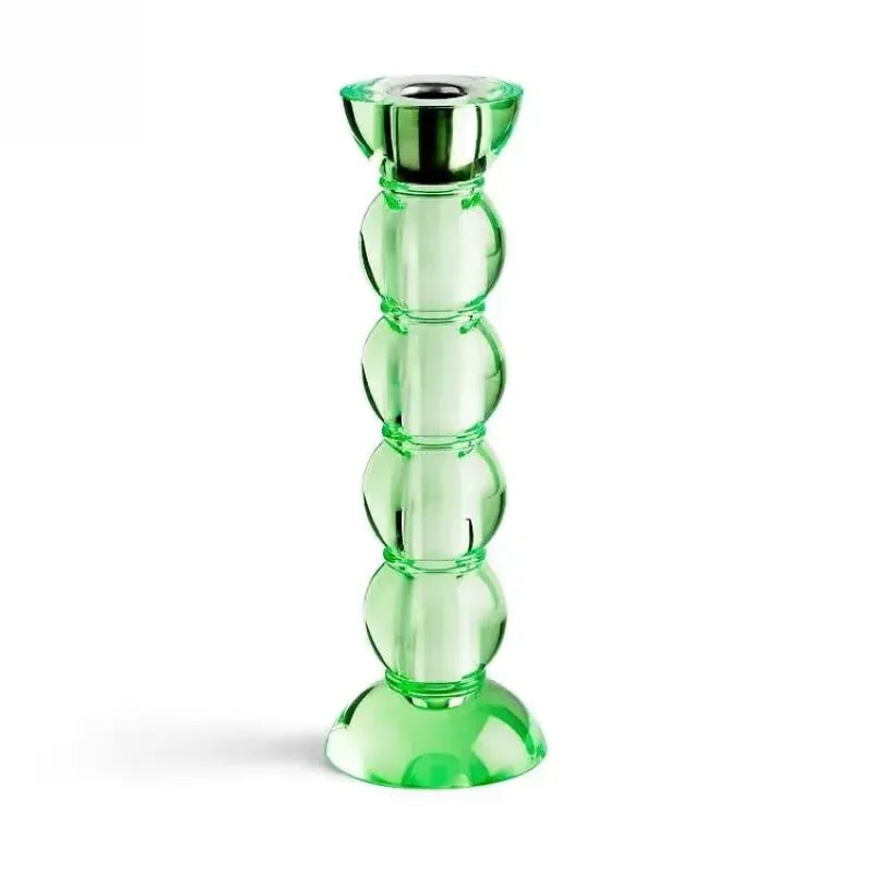 Icy Green Bobbin Candlestick, Tall