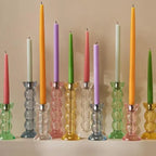 Icy Green Bobbin Candlestick, Tall