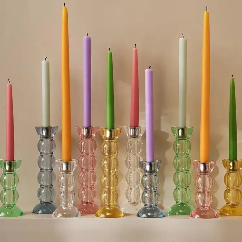 Icy Clear Bobbin Candlestick, Small