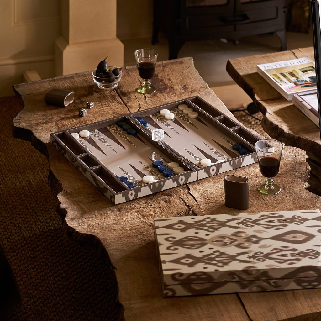 Ikat Lacquered Backgammon Mink