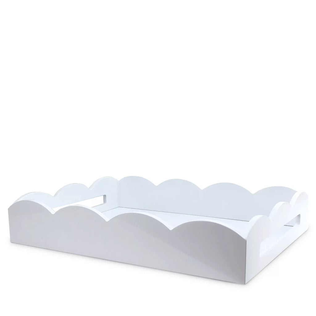 White Lacqured Scallop Tray in Medium