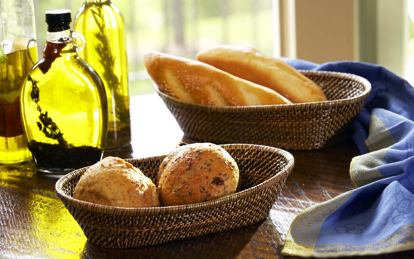 Oval Bread Basket with Scalloped Edge, Large