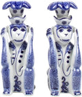 Pair Blue / White Monkey Candlesticks