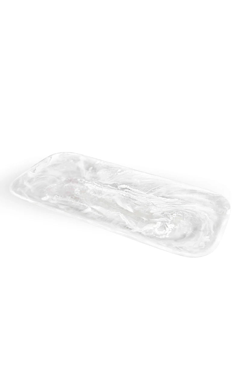 Classical Rectangle Platter - White Swirl