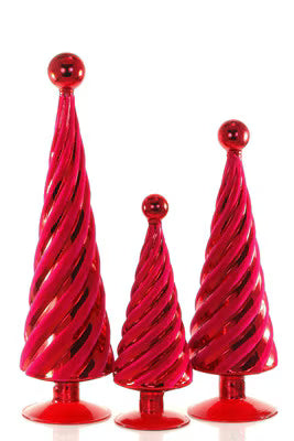 Flocked Spiral Tree Pink Red, Small