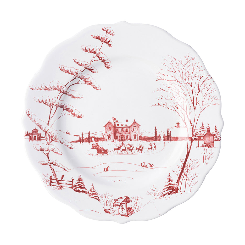 Country Estate Winter Frolic Dinner Plate - Ruby