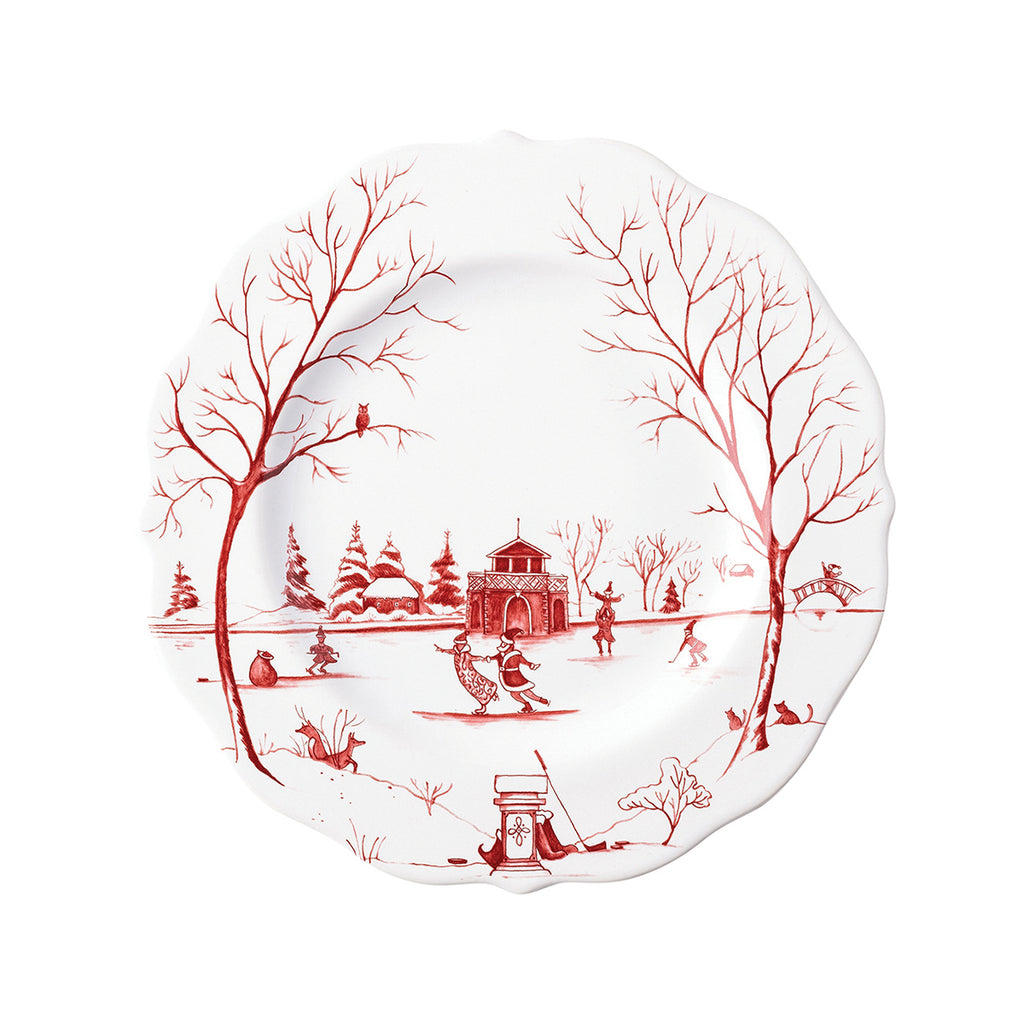 Country Estate Winter Frolic Dessert/Salad Plate - Ruby