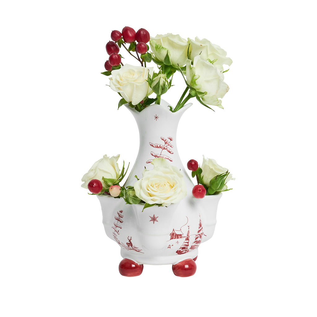 Country Estate Winter Frolic 6" Tulipiere Vase - Ruby