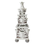 Tulipiere tower set in flint grey, featuring three stacked tiers with floral designs and multiple openings for stems.