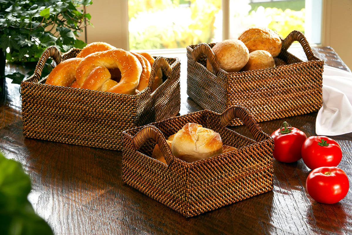 Square Basket with Handles, Medium