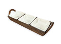 Handwoven Crudité Tray Compact Size, with 3 Porcelain Dishes