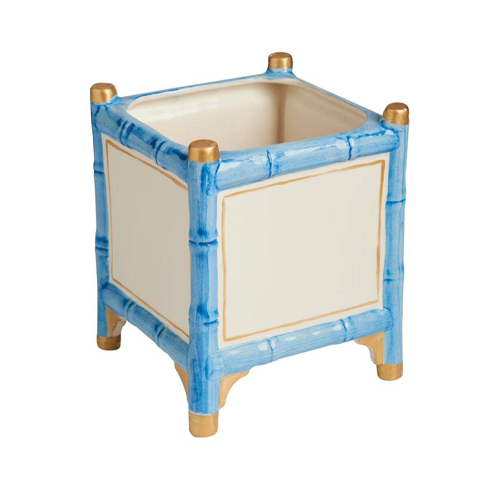 Small Bamboo Blue & Gold Cachepot