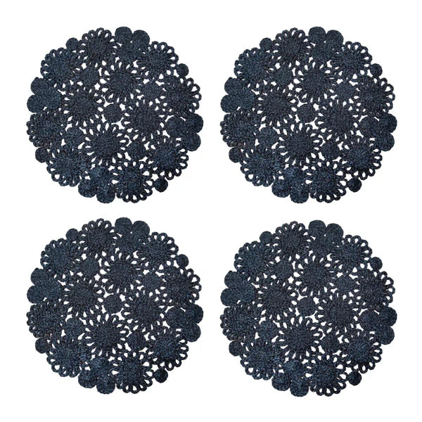 Daisy Jute Navy Placemat 15" Round - Set of 4