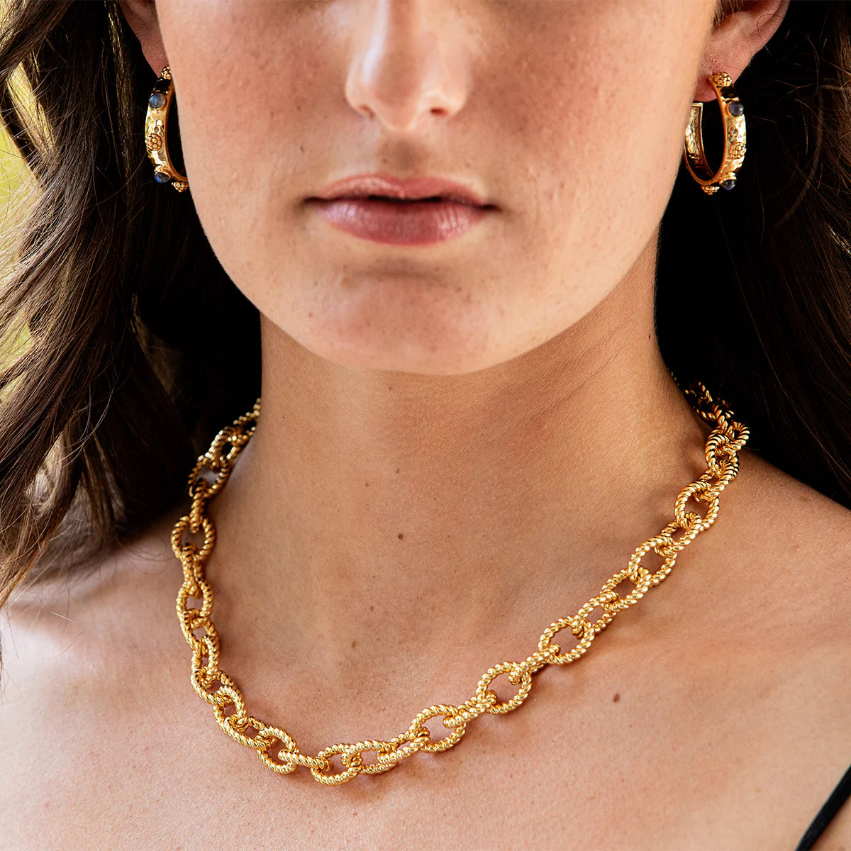 Cleopatra Hoops W/blue Labradorite