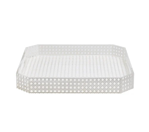 Reed Square Tray in White