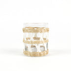 S/4 White Rattan Old Fashioned Glasses