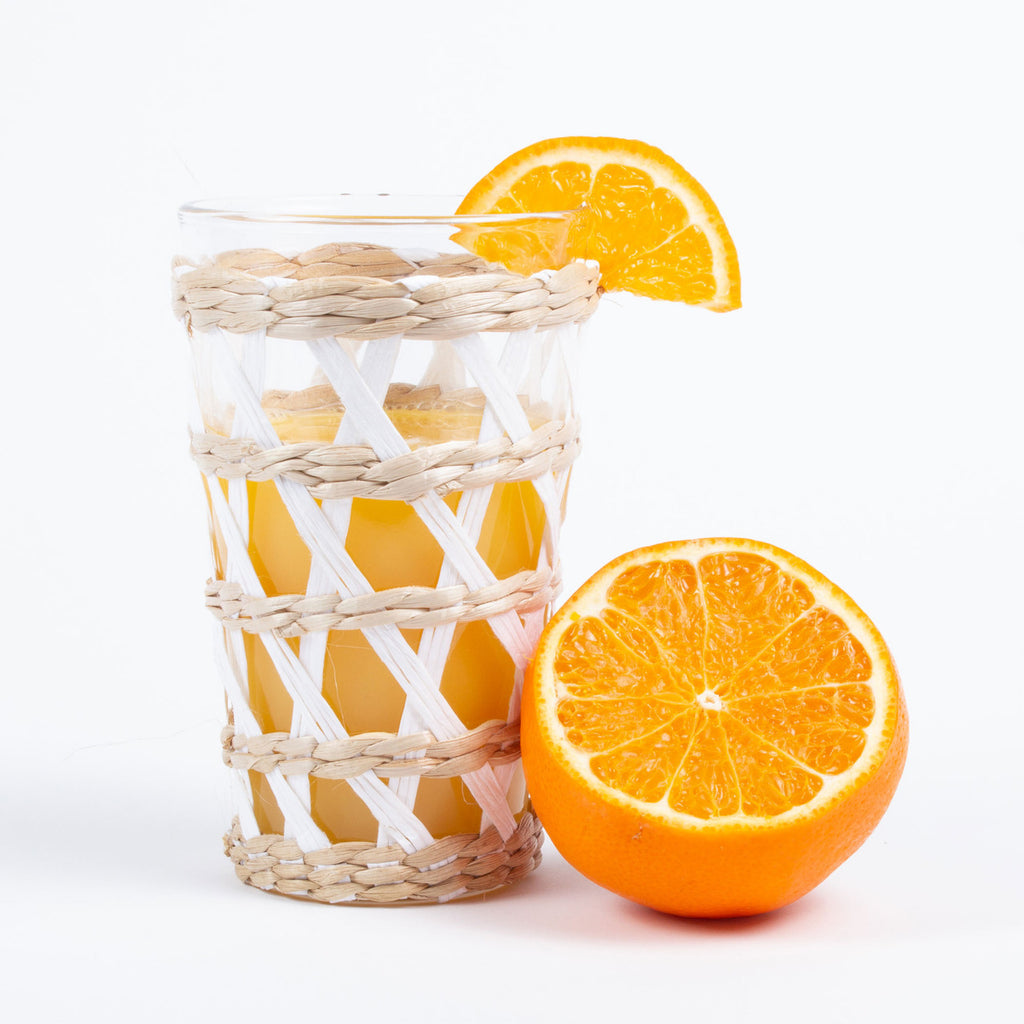 S/4 White Rattan Tumblers