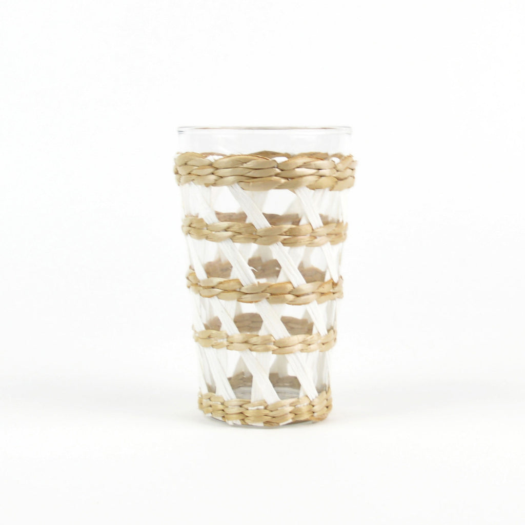 S/4 White Rattan Tumblers