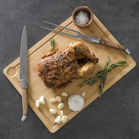 Olivewood Carving Knife & Fork Set