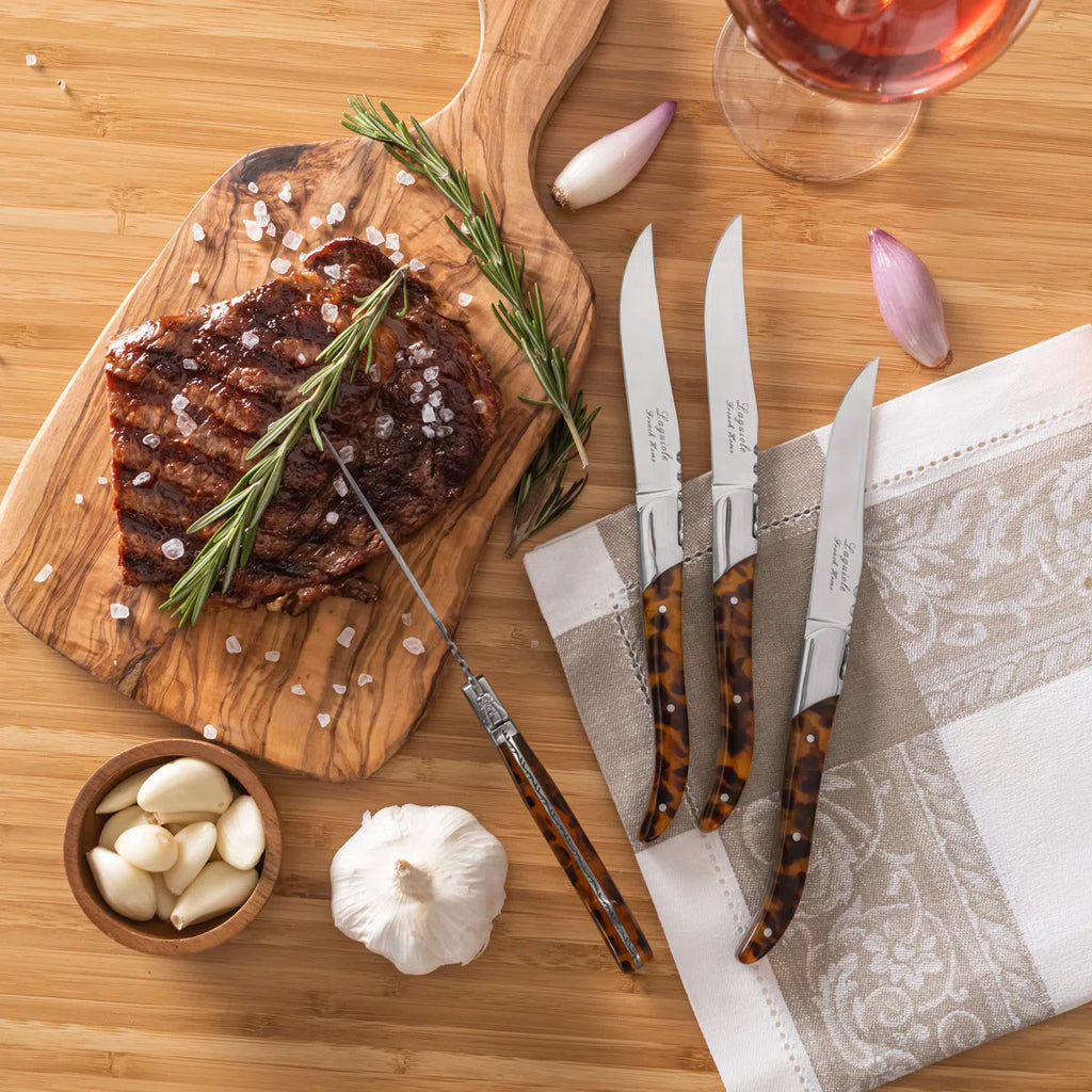 Connoisseur Steak Knives Boxed Set of 4 in Tortoiseshell