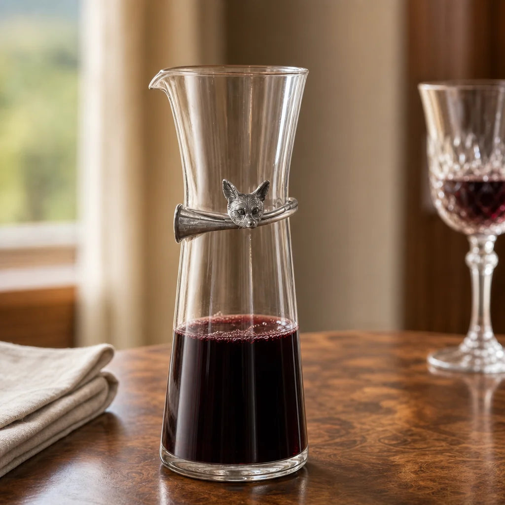Wine Carafe with Pewter Hunt Equestrian Horn