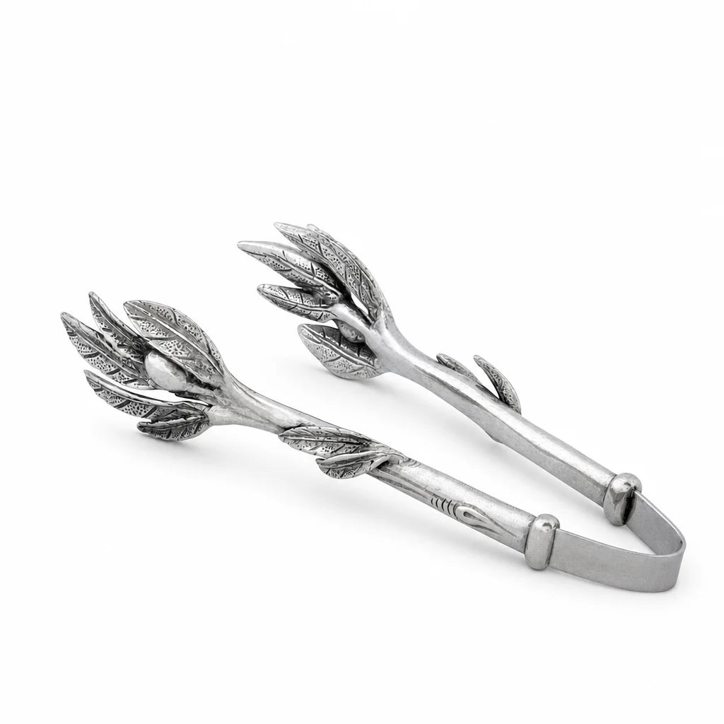 Pewter Olive Pattern Tongs for Nuts and Olives