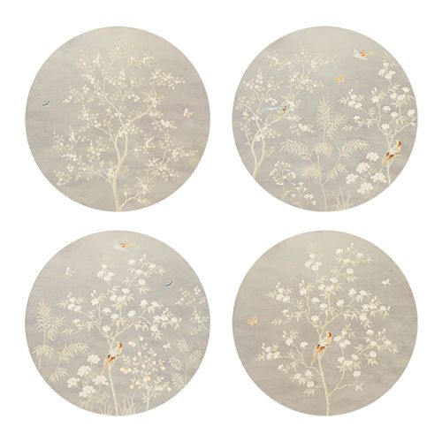 Chinoiserie Lacquered Placemat Set of 4 in Grey
