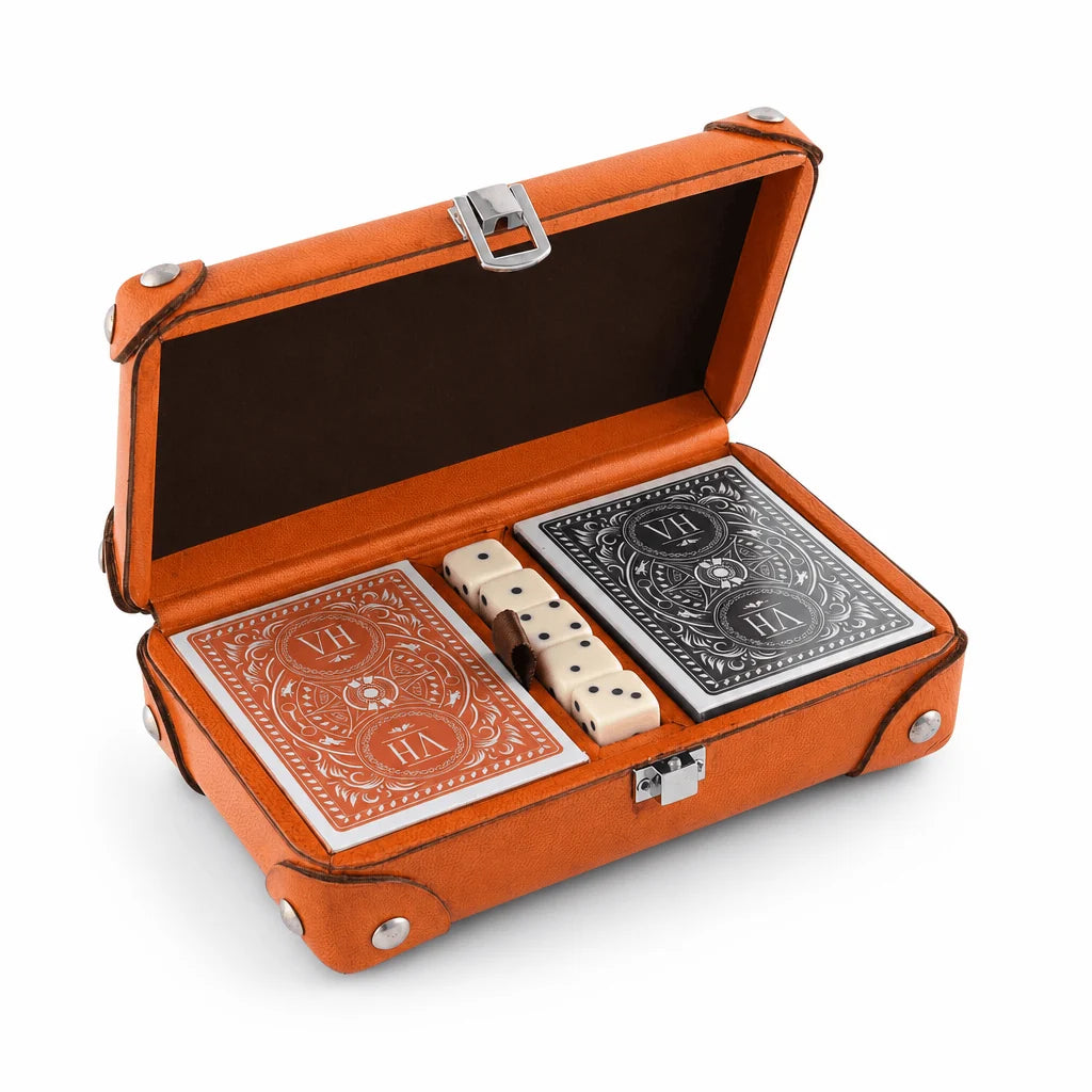 Leather Amber Carriage Double Playing Card Set Bit