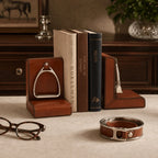 Leather Cognac Bookend Stirrup