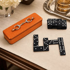 Leather Amber Carriage Dominos Set