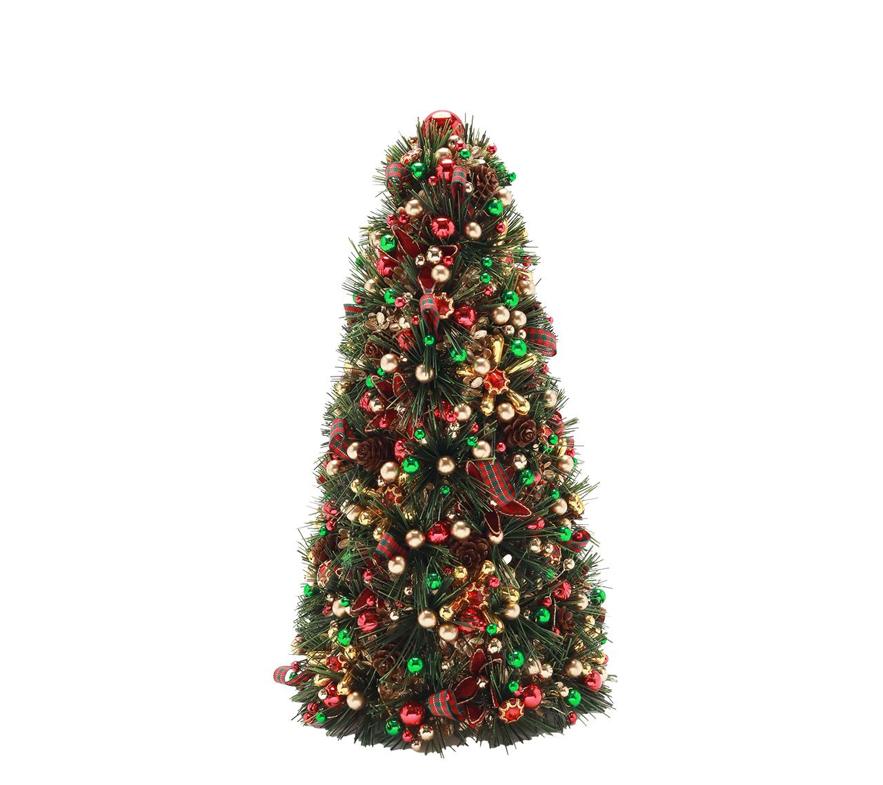 Tinsel Christmas Tree 12" - Green/Red