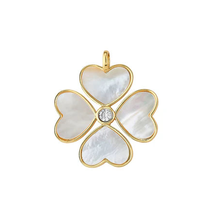 Heart Clover Charm with 16" Mixed Link Chain