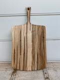 Medium, Live Edge, Ambrosia Maple Wooden Cutting Board with Handle (18”)