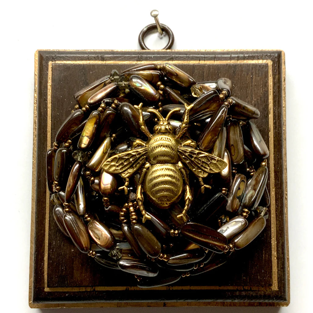 Wooden Frame with Grande Bee on Necklace (4" wide)