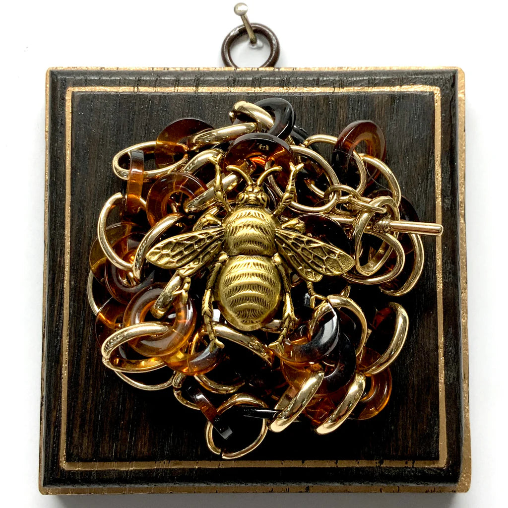 Wooden Frame with Grande Bee on Necklace (4" wide)