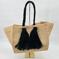 Natural and Black Camilla Raffia Bag