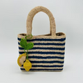 Mini Mae Cobalt Blue Stripped Raffia Bag