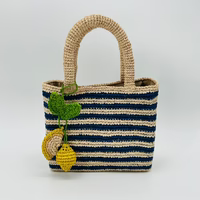 Mini Mae Cobalt Blue Stripped Raffia Bag
