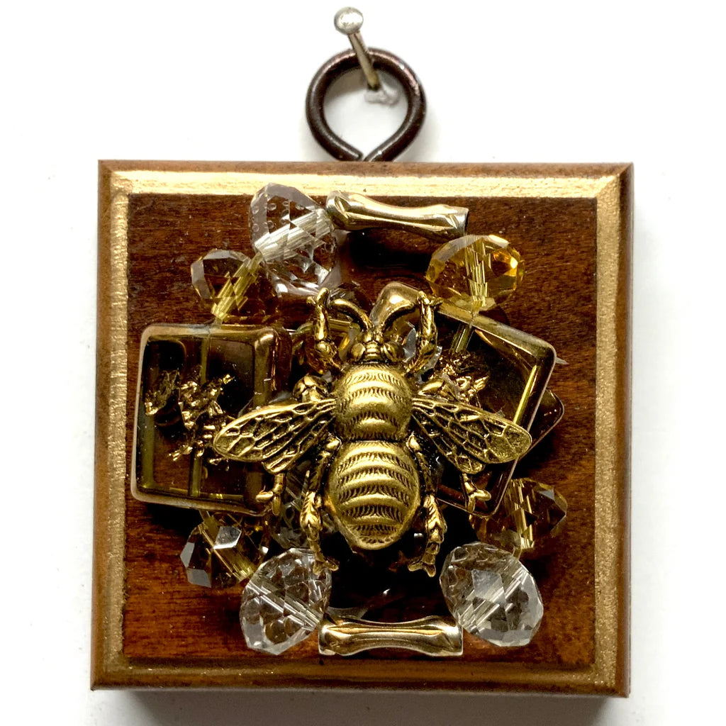 Wooden Frame with Grande Bee on Necklace (2.5" wide)