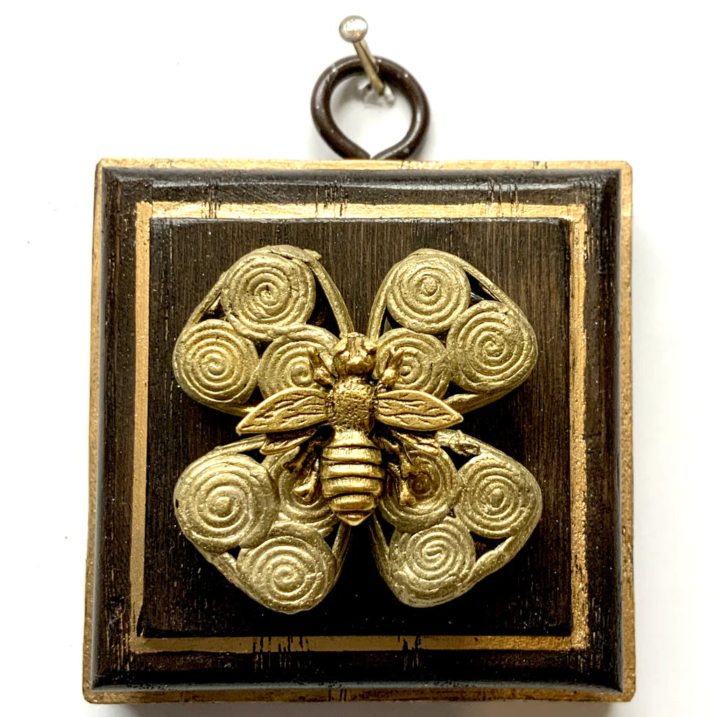 Wooden Frame with Napoleonic Bee on Beads (2.5" wide)