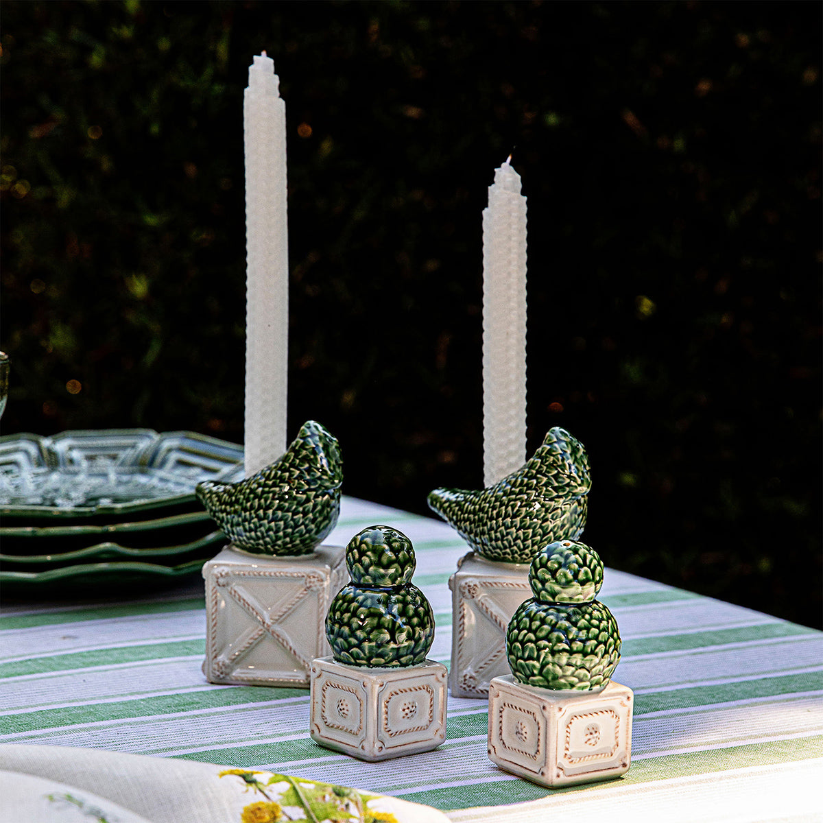 Berry & Thread Bird Topiary Candlestick Set/2 - Multi